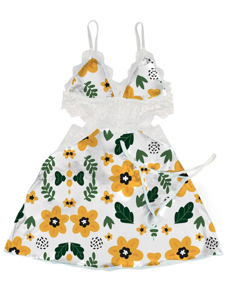 White Floral Lace Babydoll Nightdress