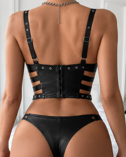 Black Buckle Lingerie Set