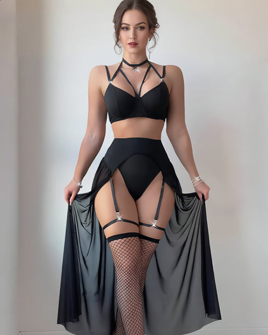 Midnight Elegance Garter Set