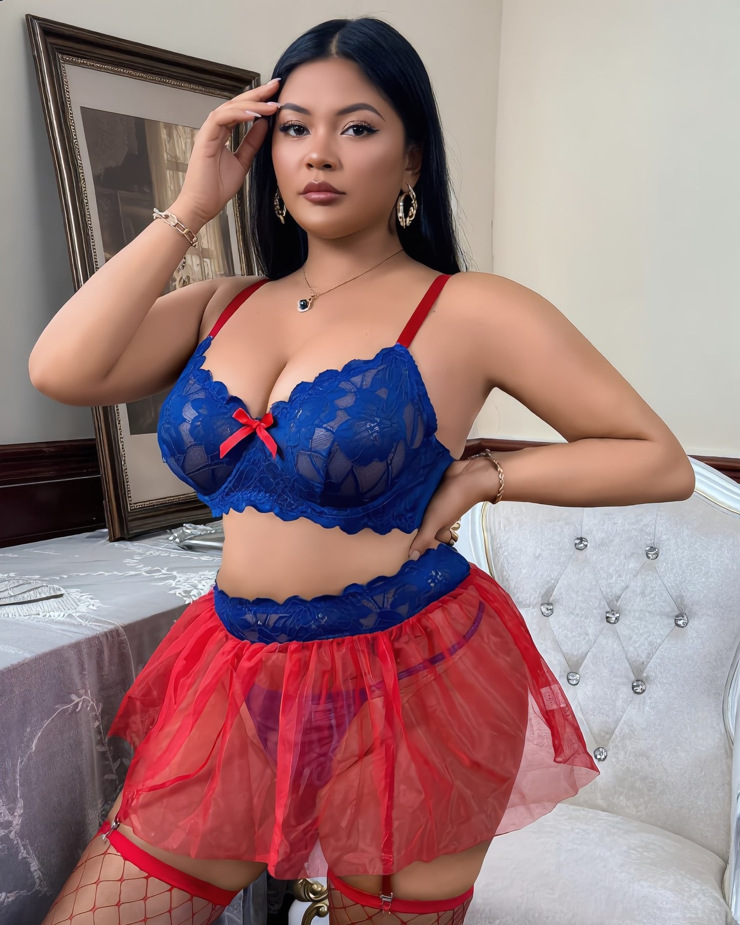 Royal Rose Lace Babydoll Set