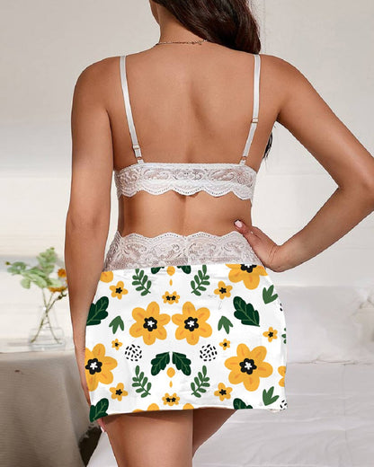 White Floral Lace Babydoll Nightdress