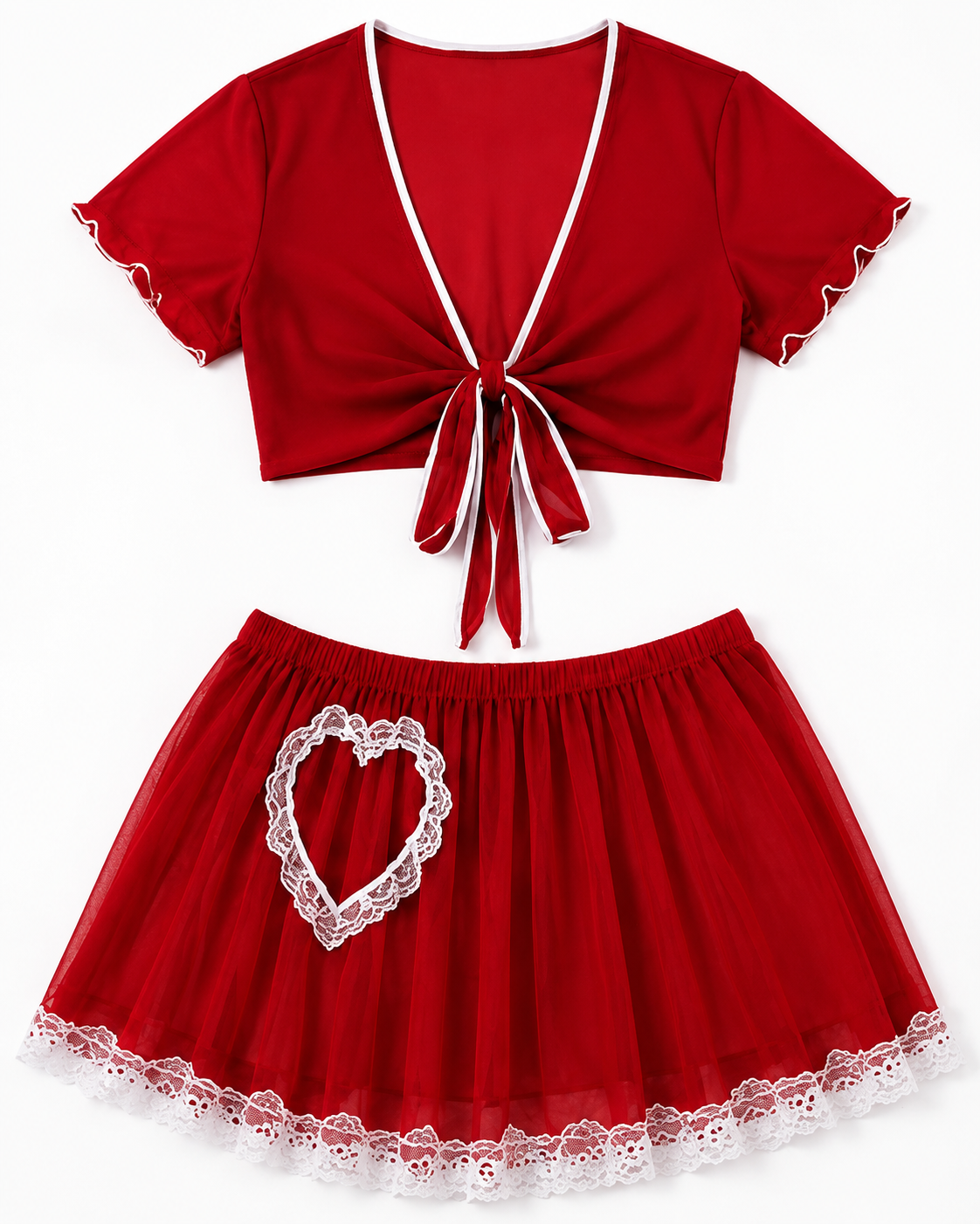Red Lace Tie-Up Set